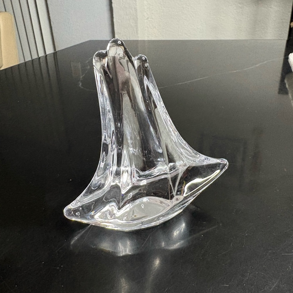 Daum France crystal art glass sailboat paperweight